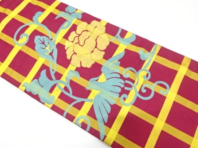 JAPANESEKIMONO / ANTIQUE NAGOYA OBI / WOVEN FLORAL / BIRD / ARABESQUE 